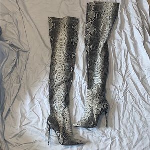 Thigh High Snake Skin Boots